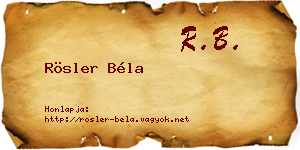Rösler Béla névjegykártya
